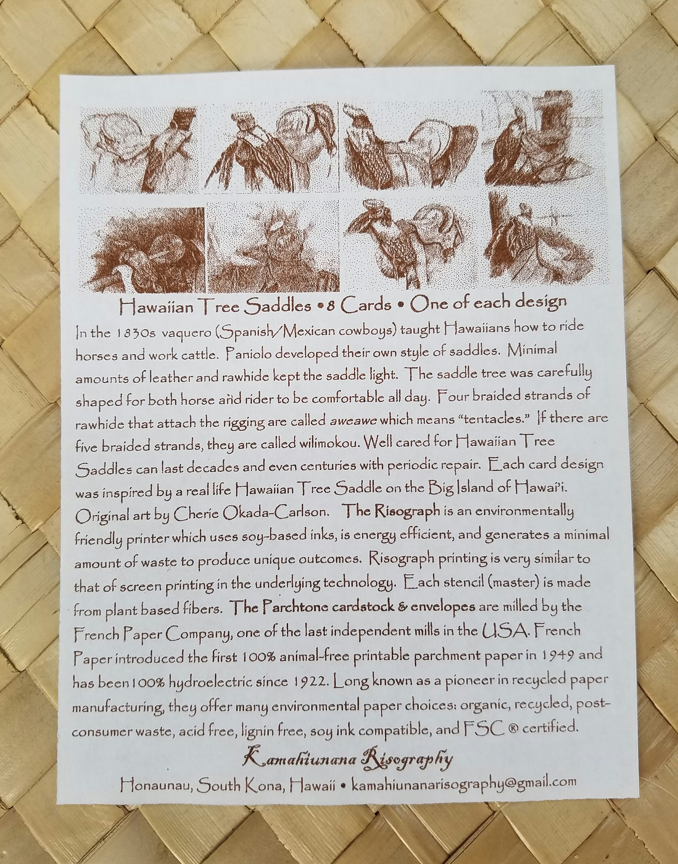 Hawaiian Tree Saddle Risograph Print Note Card Set Etsy UK