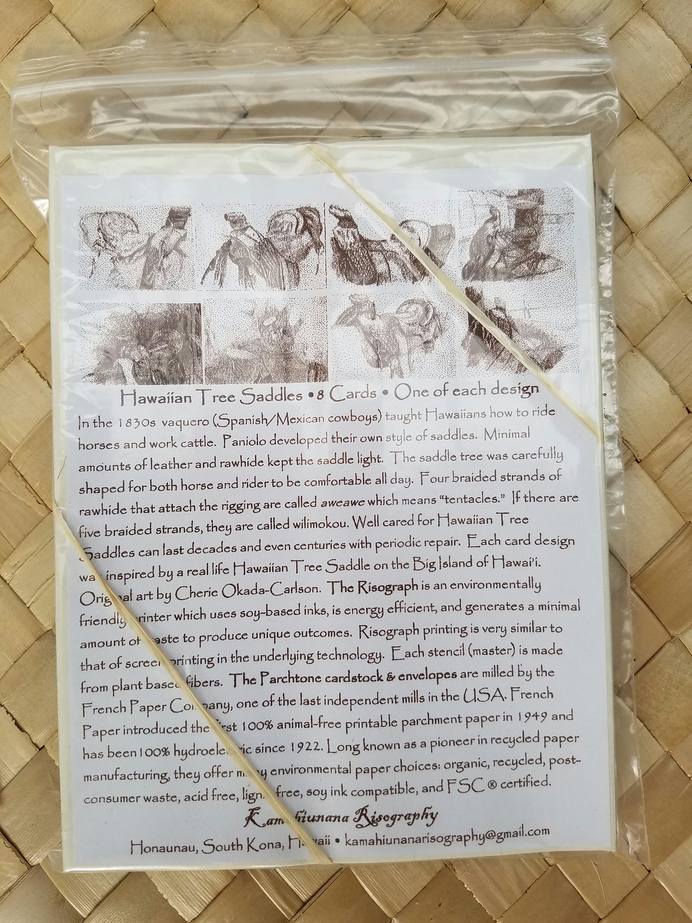 Hawaiian Tree Saddle Risograph Print Note Card Set Etsy