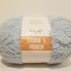 Lot of 2 Evonne&#39;s Premium Baby Soft Yarn Baby Blue #5 Bulky Chunky Large Double Skeins 200 gram 7.05 OZ like Bernat PIPSQUEAK