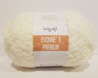 Evonne のプレミアム ベビー ソフト ヤーン バニラ #5 バルキー チャンキー 1 ラージ ダブル スケイン 200 グラム 7.05 オンス (Bernat PIPSQUEAK と同様)