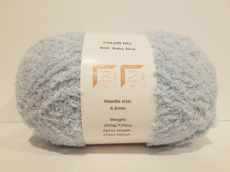 Evonne/'s Premium Baby Soft Yarn Baby Blue #5 Bulky Chunky One Large Double Skein 200 gram 7.05 OZ like Bernat PIPSQUEAK