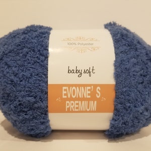 Lot of 2 Evonne's Premium Baby Soft Yarn Denim Blue #5 Bulky Chunky Large Double Skeins 200 gram 7.05 OZ like Bernat PIPSQUEAK