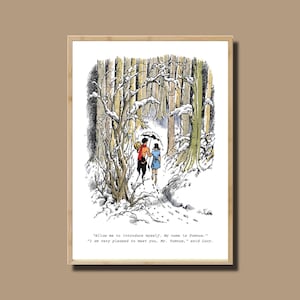 Der Löwe, die Hexe und der Kleiderschrank, C.S.Lewis, Lucy Pevensie, Mr. Tumnus, Lamp Post, Narnia, Narnia Zitat, Fantasy Kunst, Narnia Kunstdruck