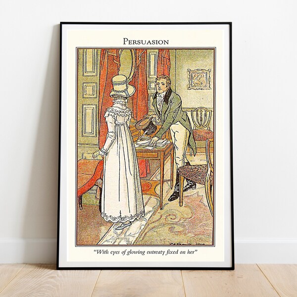 Persuasion |  Jane Austen 1898 Illustration, Wall Art, Book Lover, Reader Gift, Bibliophile, Bookish, Booktok, Bookstagram