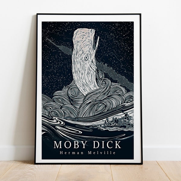 Moby Dick von Herman Melville | Buchcover, Wandkunst, Malerei, Buchliebhaber, Lesergeschenk, Bibliophile, Bookish, Booktok, Bookstagram