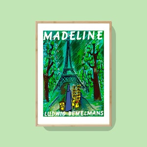 Madeline | Ludwig Bemelmans, impression d'art, art mural, illustration de livre, couverture de livre, illustration de livre pour enfants, Paris, France