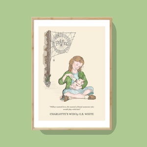 Charlotte's Web Book Picture, Charlotte's Web Book Quote, E.B. White, Wilbur, Charlottes Web for Walls,  Children's Book, Nursery Poster