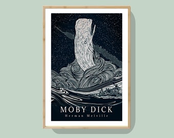 Moby Dick, the Whale, Herman Melville, Book Cover, Wall Art