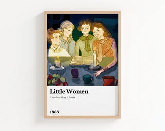 Little Women Wall Art Print, Louisa May Alcott, Classic Book, American Literature, Reader Gift, Bookish Gift