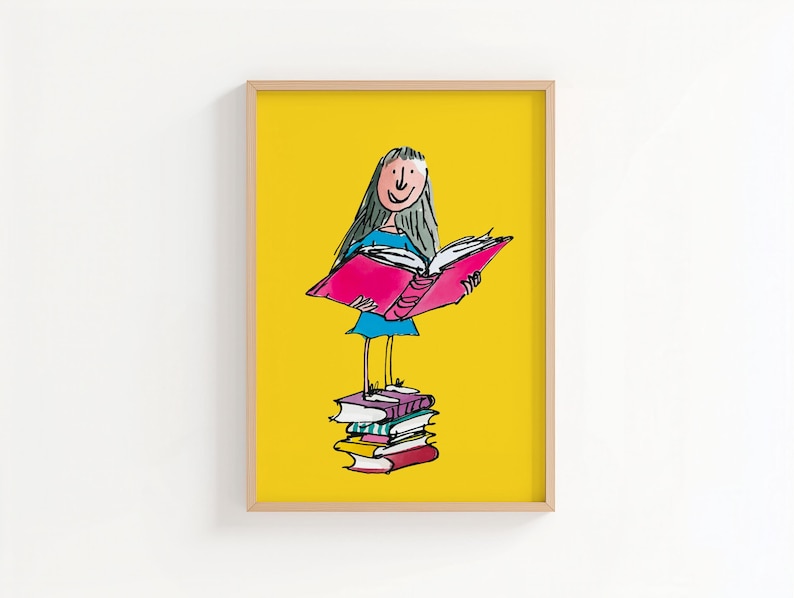 Mathilda Reading Matilda Reading Print, Book Lover Wall Art, Girl Reading Illustration ...