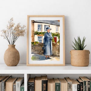 Miss Marple Print, Agatha Christie Wall Art, Literary Character Illustration, English Cottage Art, Detective Book Lover Gift image 3