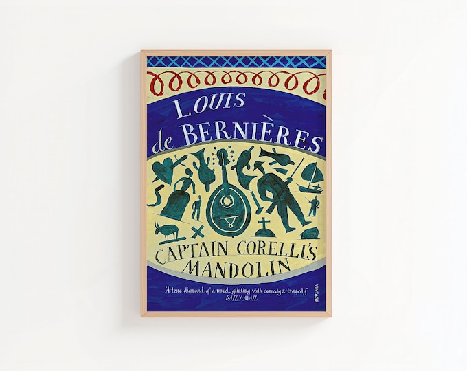 Captain Corelli’s Mandolin Book Cover Art Print | Louis de Bernières Literary Illustration