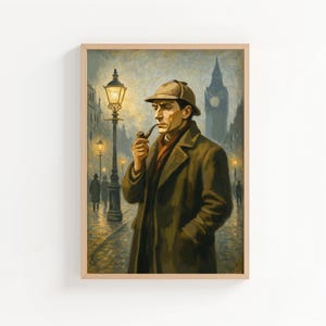 Sherlock Holmes in London Wall Art Print | Arthur Conan Doyle, Sherlock Holmes Portrait Print, Book Cover, Sherlock Holmes Gift, Bookish Art