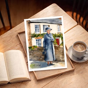Miss Marple Print, Agatha Christie Wall Art, Literary Character Illustration, English Cottage Art, Detective Book Lover Gift image 7