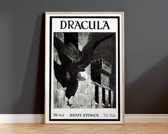 Dracula Book Illustration 1897 Wall Art Print | Bram Stoker, Vampire, Gothic, Poster, Book Lover, Goth, Original Illustration