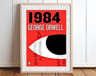 1984年 ジョージ・オーウェル 文学アートプリント | ディストピア風