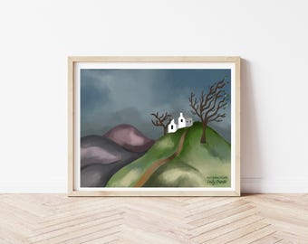 Wuthering Heights Wall Art Print, Emily Bronte, Landscape Art Print, Bronte Sisters Art, Book Lover Gift