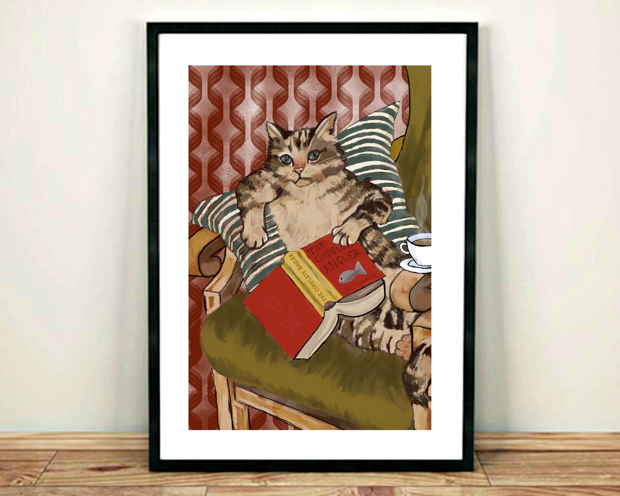 My Sister The Cat Read Online Cat Reading Art Print Cat Art Print Cat Illustration book | Etsy
