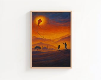 The Kite Runner Inspired Art Print | Kabul Sunset Literary Wall Art |