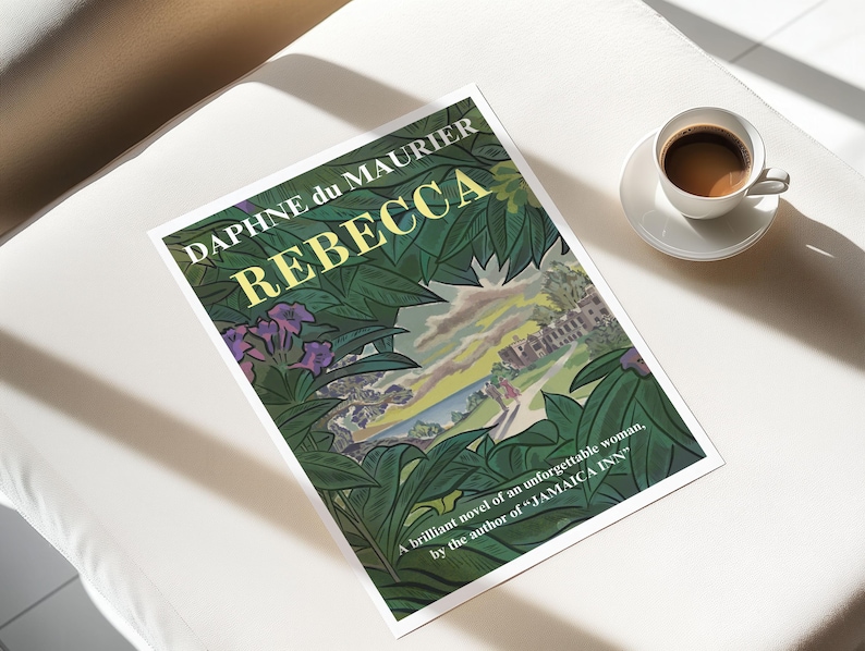 Rebecca Book Cover Design Art Print, Daphne Du Maurier, Rebecca Book Wall Art, Bibliophile, Bookish Art Print, Classic Novels, Academia Art image 7