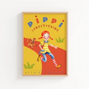 Pippi Longstocking Wall Art Print, Astrid Lindgren Storybook Illustration, Children’s Book Poster, Nursery Playroom Decor, Kids Bedroom Art