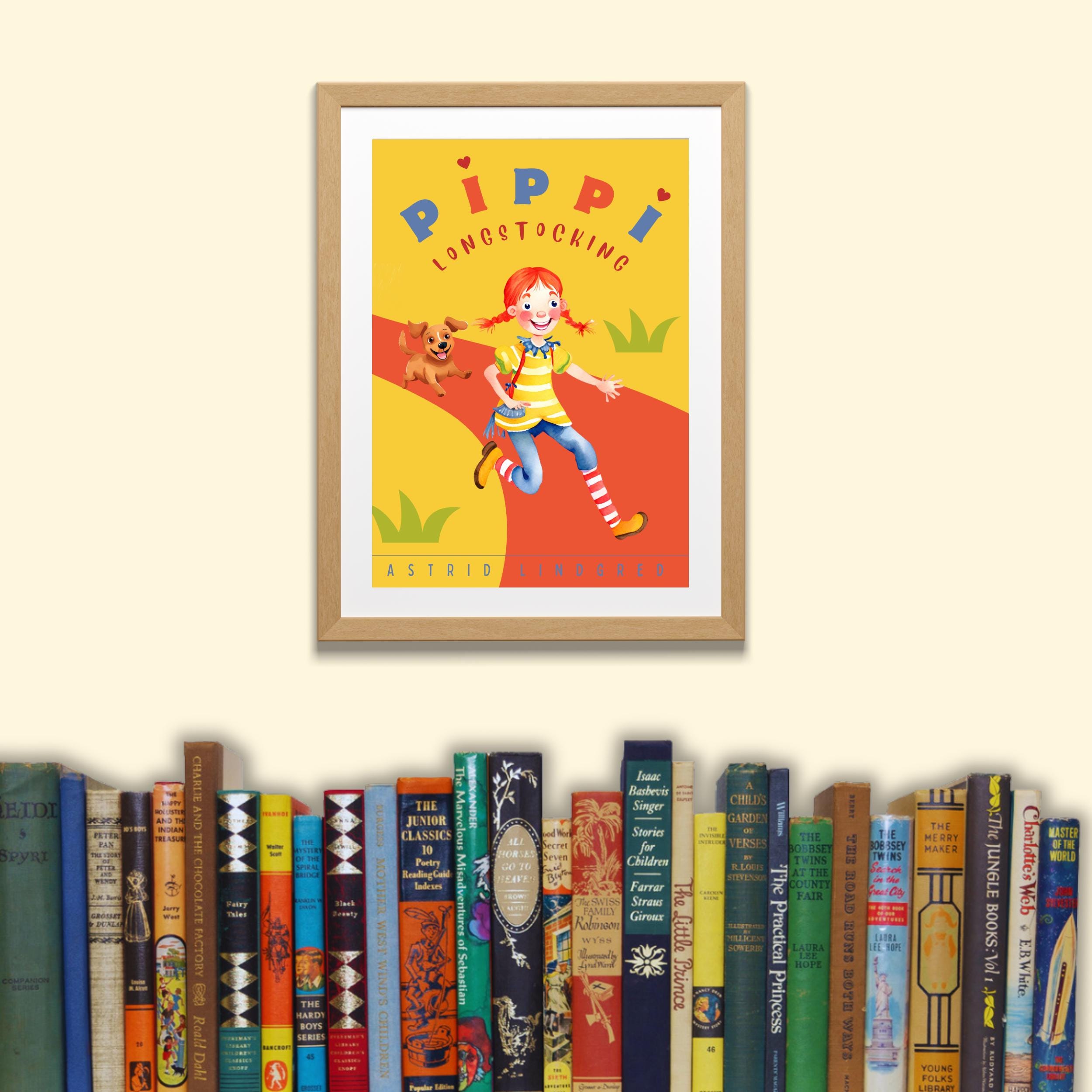 Pippi Longstocking Wall Art Print, Astrid Lindgren Storybook