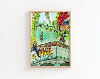 Madeline Book Illustration Art Print, Ludwig Bemelmans, Vintage Children’s Book Art