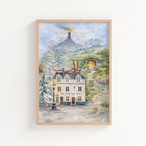 Impression d'art Les Inklings | Aquarelle littéraire de l'aigle et de l'enfant | JRR Tolkien | CS LEWIS