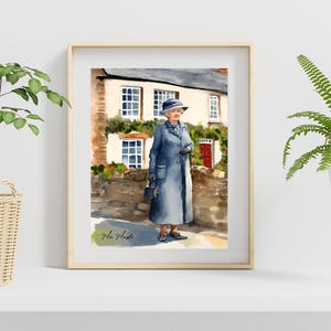 Miss Marple Print, Agatha Christie Wall Art, Literary Character Illustration, English Cottage Art, Detective Book Lover Gift image 4