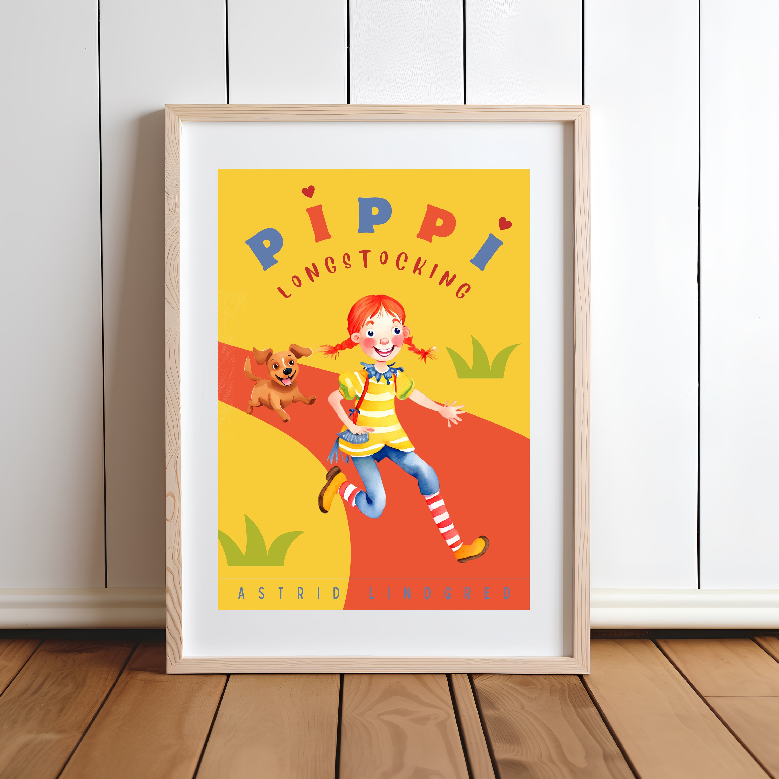 Pippi Longstocking Wall Art Print, Astrid Lindgren Storybook