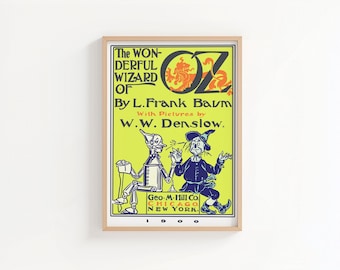The Wonderful Wizard of Oz Vintage Book Cover Print, Classic Children’s Literature Wall Art, 1900 Illustration Decor