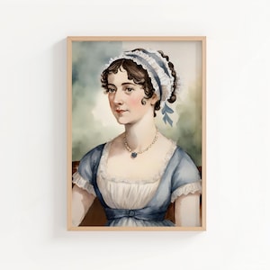 Jane Austen Watercolour Portrait | Regency Era Literary Art Print