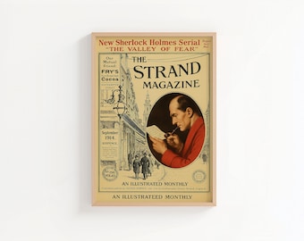Vintage STRAND Magazine Featuring Sherlock Holmes Art Print| Arthur Conan Doyle, Sherlock Holmes Art Print, Classic Book Art, Magazine Cover