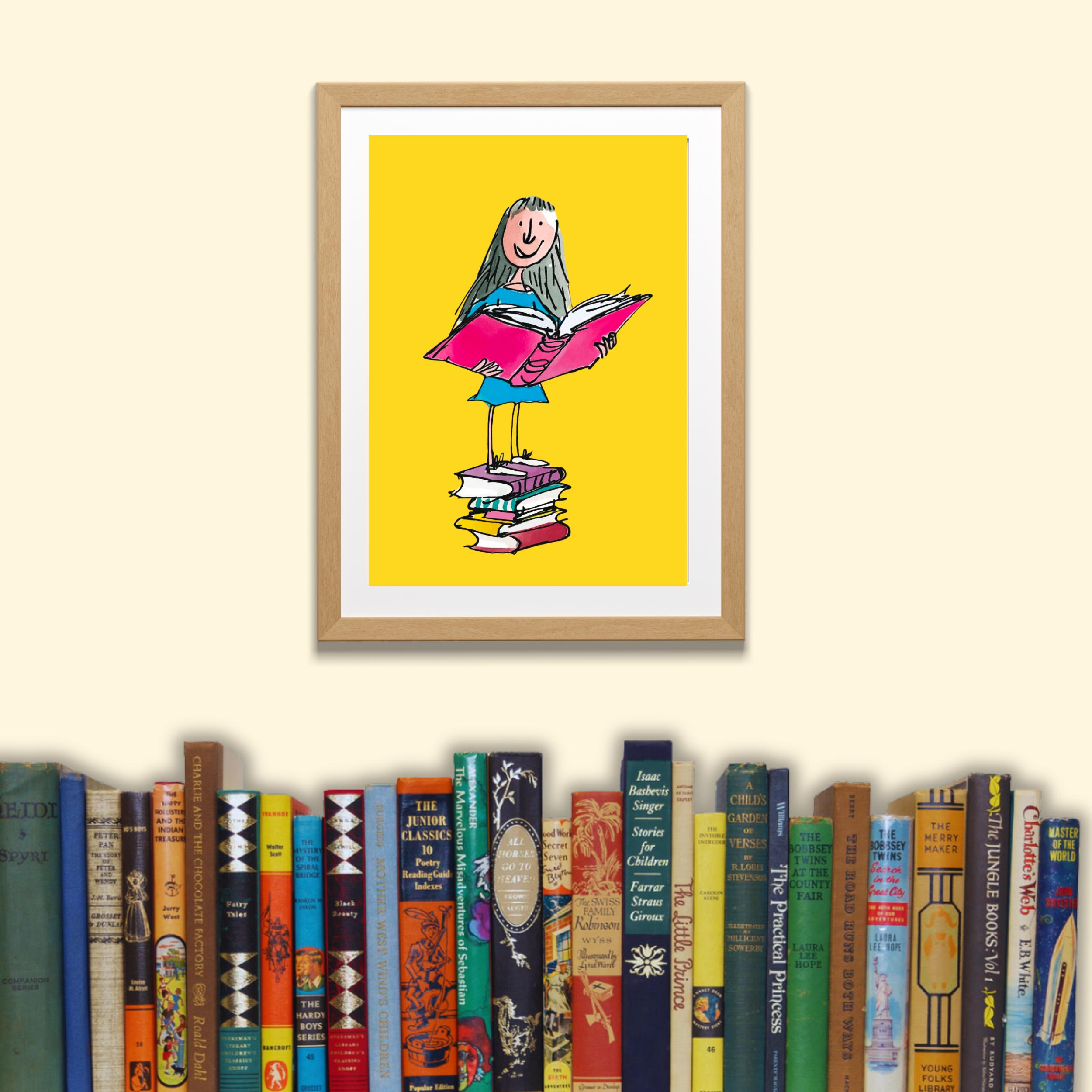 Mathilda Reading Matilda Reading Print, Book Lover Wall Art, Girl Reading Illustration ...