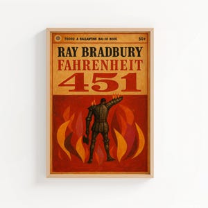 Fahrenheit 451 vintage boekomslag Art Print, Ray Bradbury, vintage boekomslag, boekenliefhebber, lezerscadeau, klassiek boek, leesgrage cadeau