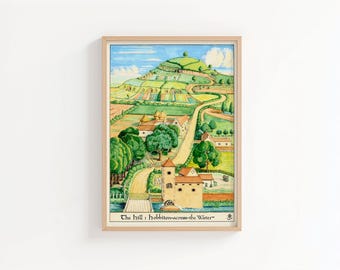 The Hill: Hobbiton Across the Water Print | J.R.R. Tolkien Illustration | Vintage Hobbiton Artwork | Middle-earth Wall Art | Book Lover Gift