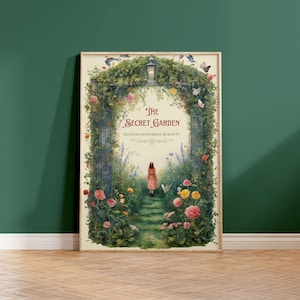 Le jardin secret | Impression d'art, Frances Hodgson Burnett, art mural, couverture de livre, oeuvre d'art pour enfants, art de jardin fantaisiste, impression d'art pour chambre d'enfant