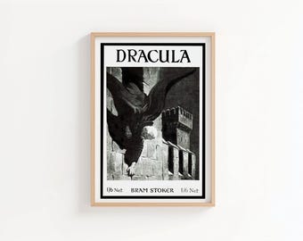 Dracula Book Illustration 1897 Wall Art Print, Bram Stoker, Vampire Art, Gothic Art Print, Dracula Poster, Goth Gift, Original Illustration