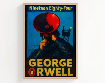 Vintage 1984 Book Cover Art Print, George Orwell, Book Cover Design, 1984 Wall Art, 1984 Book Art, Classic Novel, Book Lover Gift