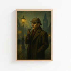 Sherlock Holmes in London Wall Art Print | Arthur Conan Doyle, Sherlock Holmes Portrait Print, Book Cover, Sherlock Holmes Gift, Bookish Art