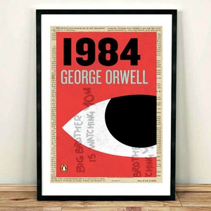 1984 Book Print, George Orwell Print, Big Brother, Book Cover, Art Print, Book Lover, Vintage Illustration, Painting, Wall Art, Gifts