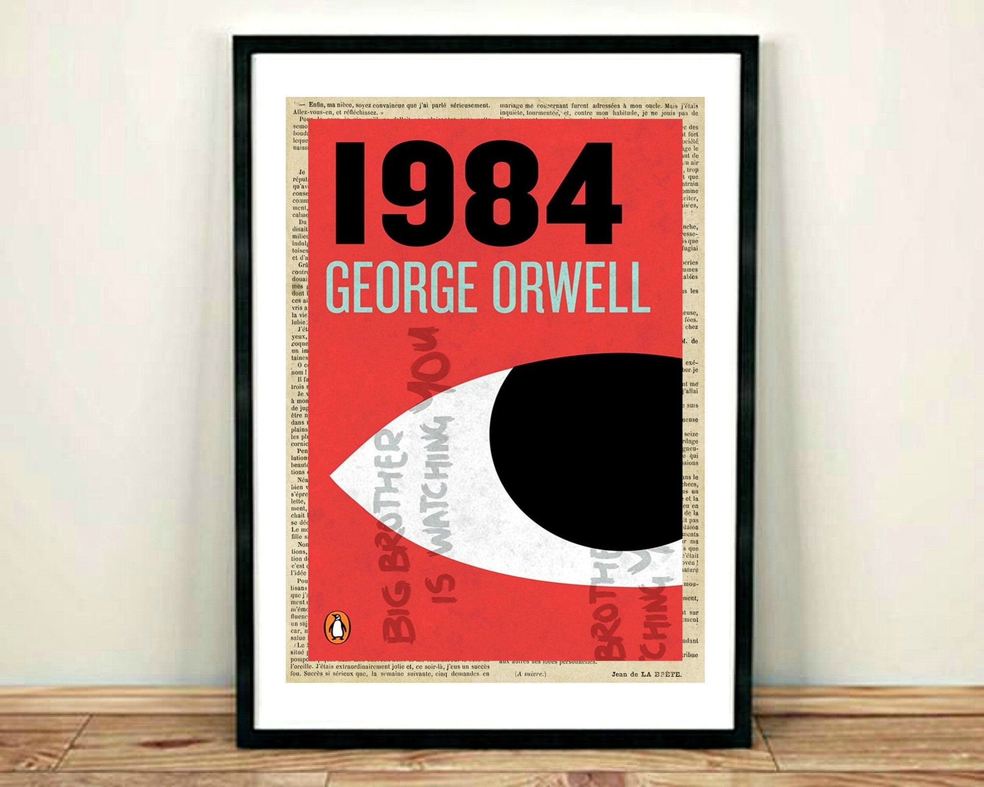 1984 Book Print, George Orwell Print, Big Brother, Book Cover, Art Print,  Book Lover, Vintage Illustration, Painting, Wall Art, Gifts 