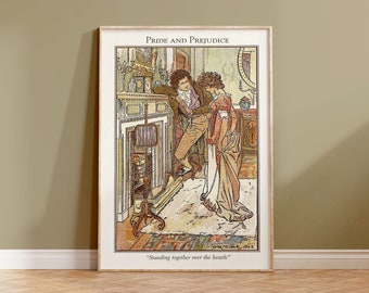 Pride and Prejudice |Jane Austen, 1898 Illustration, Book Cover, Art Print, Jane Austen Art, Austen, Elizabeth Bennet, Jane Austen Gift