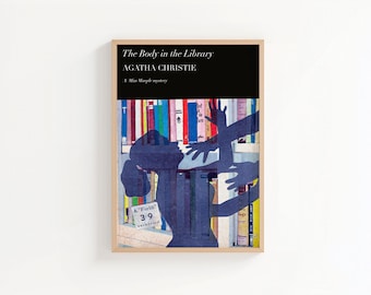 Body in the Library Art Print | Agatha Christie Illustration | Miss Marple Mystery | Vintage Book Cover Literary Wall Decor