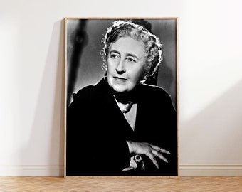 Agatha Christie Portrait Wall Art |  Art Print, Black and White Photograph, Book Lover, Miss Marple, Poirot, Murder Mystery, Reader Gift