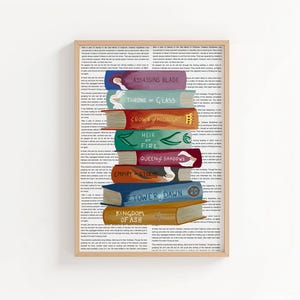Thron aus Glas Bücher Stapel Art Print • Sarah J. Maas Illustration • TOG Serie Wandkunst • Fantasy Buch Liebhaber Geschenk