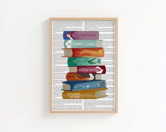 Throne of Glass Book Stack Art Print • Sarah J. Maas Illustration • TOG Series Wall Art • Fantasy Book Lover Gift