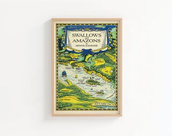 Swallows and Amazons Map Print | Arthur Ransome Illustration, Vintage Literary Wall Art, Childrens Classic Book Decor, Adventure Nursery Art