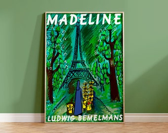 Madeline | Ludwig Bemelmans, Art Print, Wall Art, Book Illustration, Book Cover, Children's Book Illustration, Paris, France