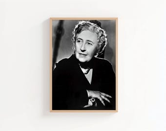 Agatha Christie Portrait Art Print | Queen of Crime Author Photograph | Classic Literature Wall Art | Book Lover Decor